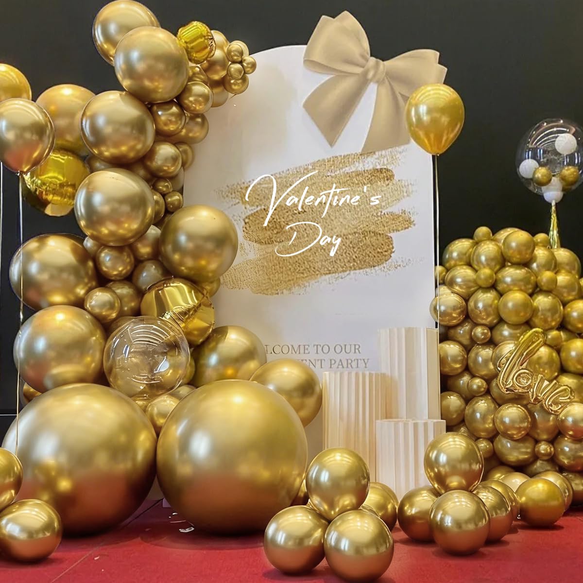 MEBAY Gold Balloons 12 inch 100 pcs Chrome Metallic Latex Birthday
