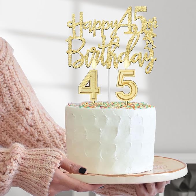 45th Birthday Decorations for Women Gold with 45th Birthday Sash and