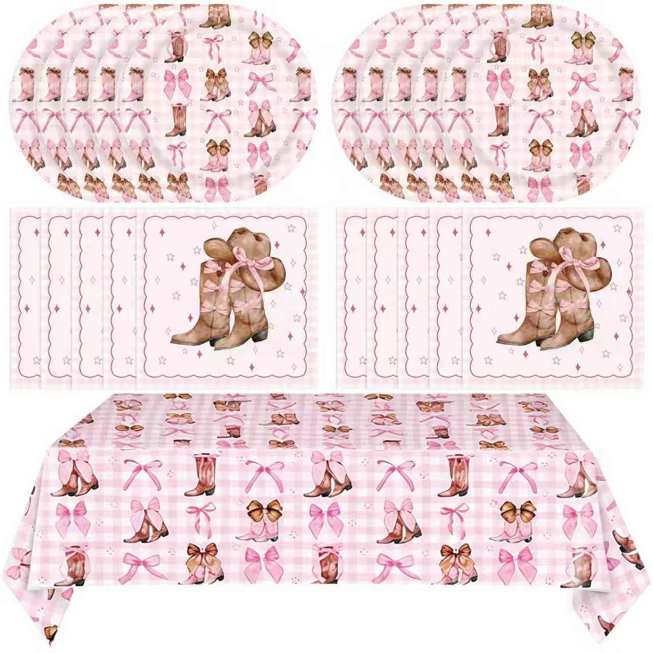 Cowgirl Birthday Party Decorations, 41Pcs Coquette Bow Cowgirl Paper