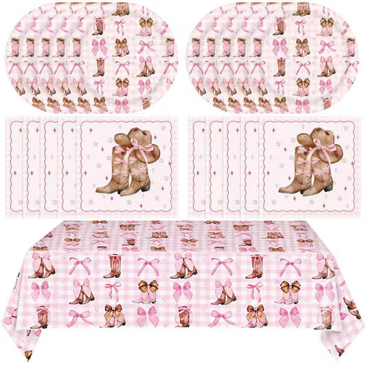 Cowgirl Birthday Party Decorations, 41Pcs Coquette Bow Cowgirl Paper