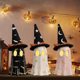 Halloween Decor Indoor Set of 3 Ceramic Ghosts with Witch Hats Cute
