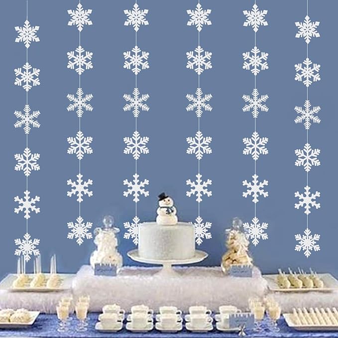 Snowflake Snow White-Silver Christmas Party-Decorations Garland -