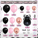 Halloween Balloon Arch Garland Kit Black Pink Rose Gold Spider Foil