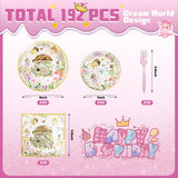 192 Pcs Fairy Party Tableware Set (Serves 48 Guests), Plates, Napkins