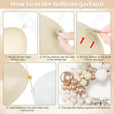 Amandir 153 Pcs White Sand Metallic Champagne Gold Balloons Arch