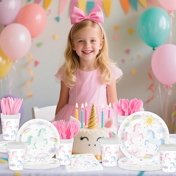 Unicorn Birthday Party Supplies for 24 Guests Magical Pastel Theme