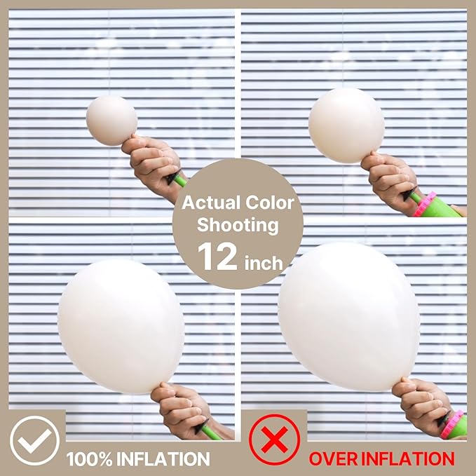 PartyWoo White Sand Balloons 50 pcs 12 Inch Beige Cream Ivory Latex