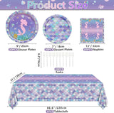 Mermaid Party Decorations 81Pcs Fish Scale Party Tableware Set Under
