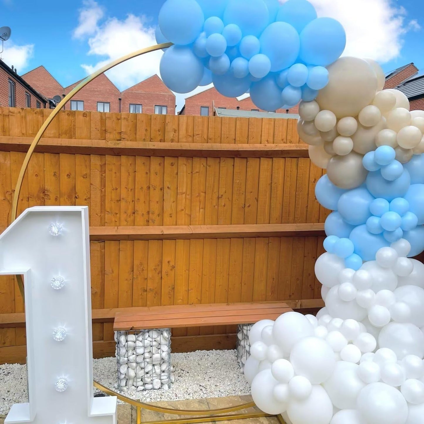 Blue and White Balloon Arch Kit, 100pcs Light Blue White Balloon