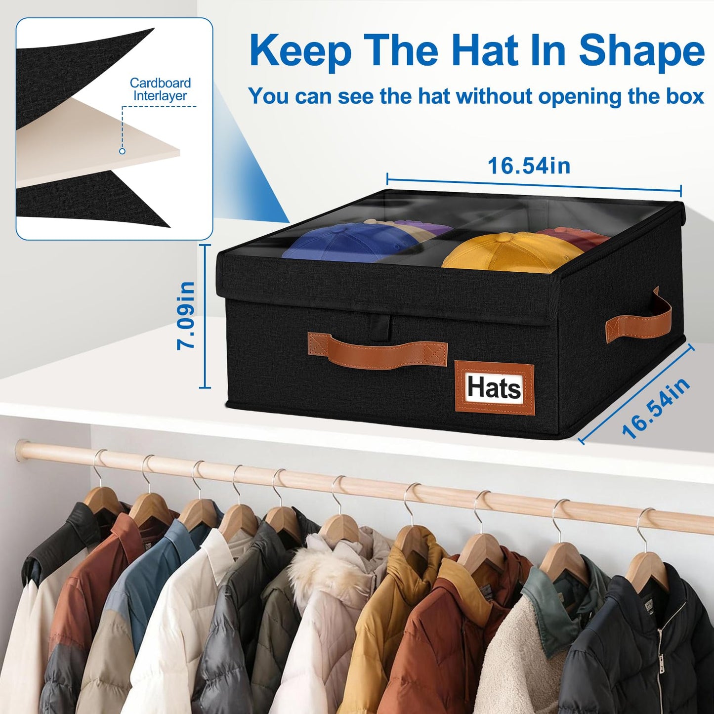 Dofilachy 2-in-1 Stackable Hat Storage for Baseball Caps with Clear
