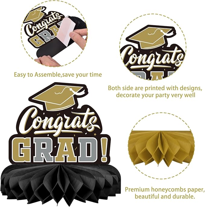 9PCS Graduation Party Decorations Class of 2026 Congrats Grad Table #3