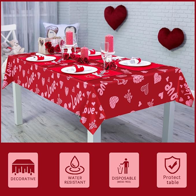3 Pack Valentine's Day Tablecloth Valentines Table Cloth 54x128inch