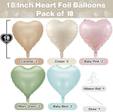 Pastel Colorful Heart Foil Balloons, 10PCS Assorted Rainbow Helium