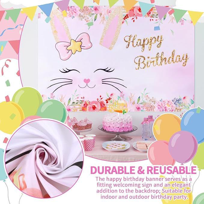 30 Pcs Easter Bunny Happy Birthday Decorations Set Include Rabbit