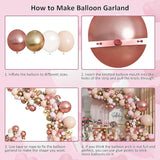 Rose Gold Balloon Garland Kit, Nude Pastel Pink Metallic Gold Matte