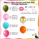 138pcs Flamingo Tropical Luau Balloons Arch Garland Kit Olive Green