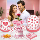 140Pcs Pink Heart Valentine's Day Party Supplies Love You Plates and