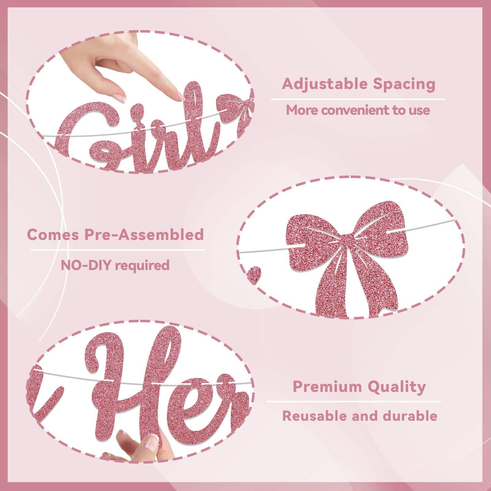 A Sweet Little Girl is on Her Way Banner - Pink Bow Baby Shower