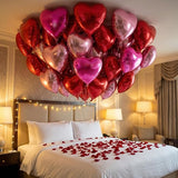 18 Inch Rose & Pink & Red Heart Balloons 24 Pcs Valentine's Day Foil