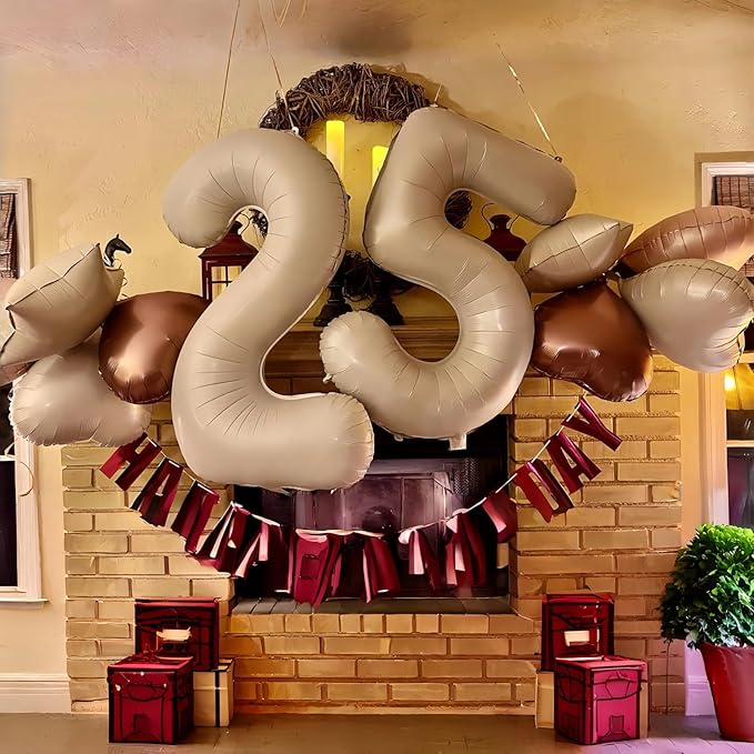 40 Inch Balloon 25, Nude Brown 25th Birthday Giant Balloon Decor,