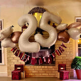 70th Birthday Balloons Set, Nude Brown Sand White Neutral Heart