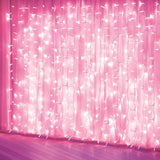 Curtain Lights, Pink Room Decor 8 Modes LED String Lights for Garden,
