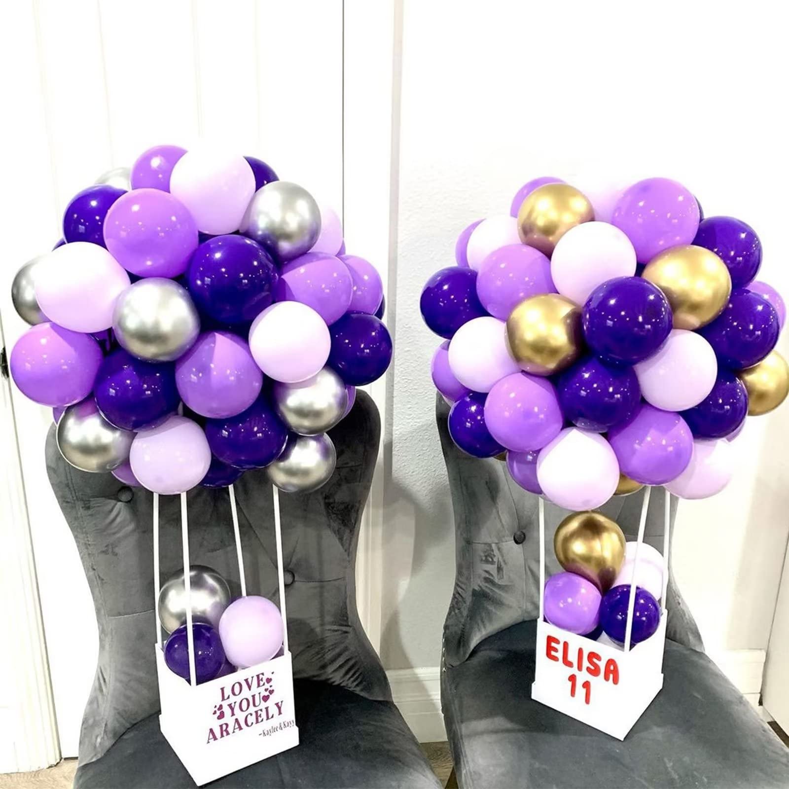 Purple Gold Balloon Garland Arch Kit, Metallic Gold and Latex Purple