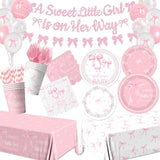 Pink Bow Baby Shower Decorations for Girl - Bow Party Tableware