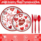Valentines Day Party Supplies Set for 24 Valentine's Day Plates and