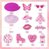 SOLDAY 20Pcs Pink Birthday Hanging Decorations Pink Girls Party Foil