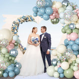 Ouddy Party Pink Dusty Blue Green Balloons Garland Arch Kit,