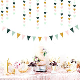 Sage-Green Mint Pink-Gold Love-Heart Garland - 52Ft Rustic Wedding