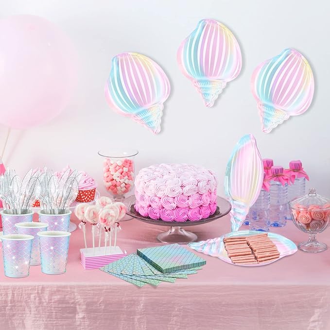 144 Pcs Mermaid Party Supplies Tableware Mermaids Themed Decorations