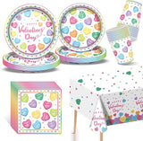 Valentine's Day Party Decorations Set Inclued with Plates Tablecloth