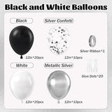 60pcs Black and Silver Balloons 12inch, Black and White Balloons with