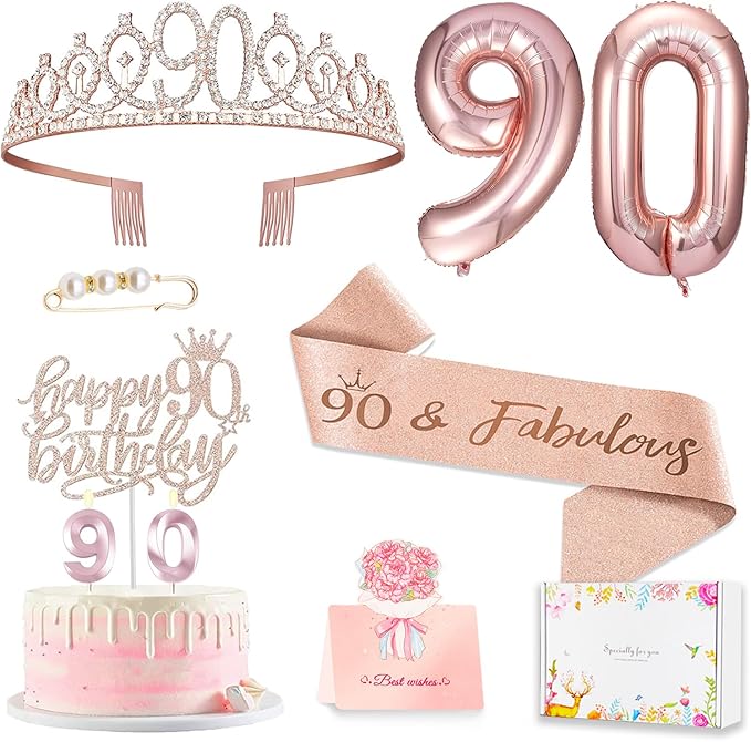 90th Birthday Decorations Gifts for Women Including 90 year old