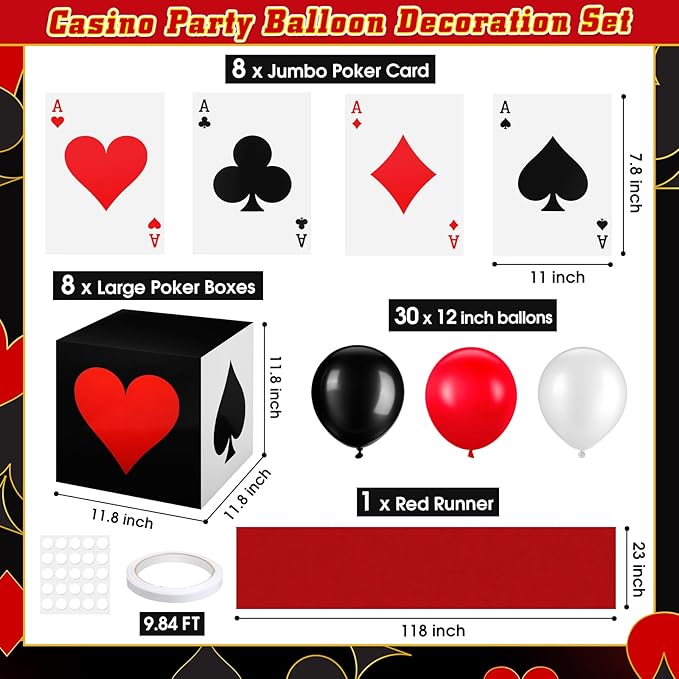 52 Pcs Casino Themed Decorations Set Las Vegas Game Night Entryway