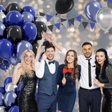 Blue and Black Balloons, 60pcs 12inch Blue Black Metallic Silver