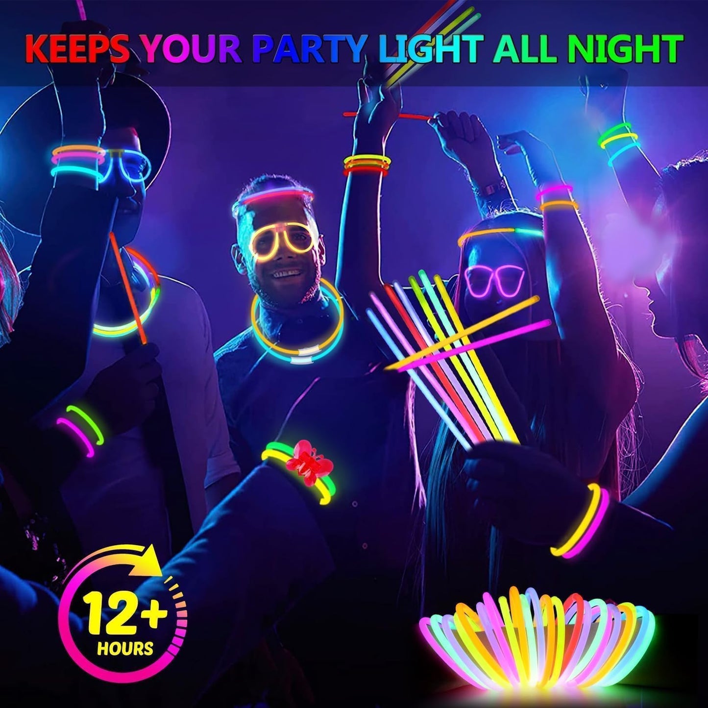 BUDI 467Pcs Glow Sticks Party Favors for Kids Adults Glow in the Dark