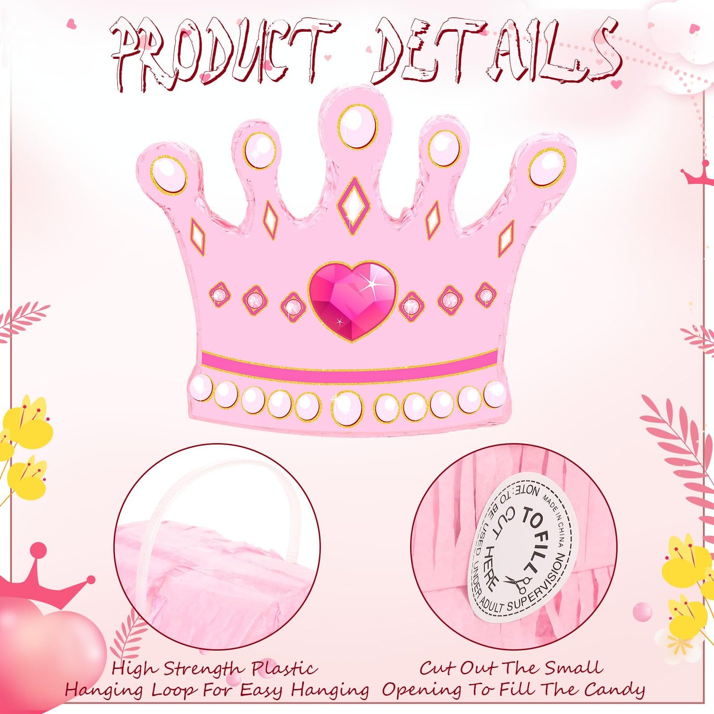 Threan Princess Piñata Fairy Party Decorations Pink Ballet Piñata