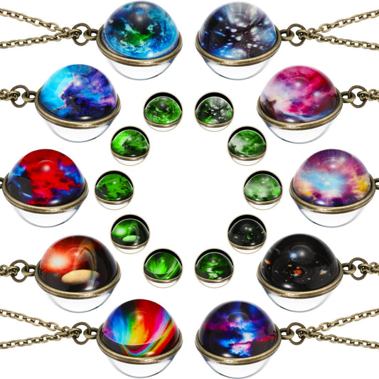 Hicarer 10 Pcs Galaxy Necklace Party Favors Outer Space Galaxy Ball