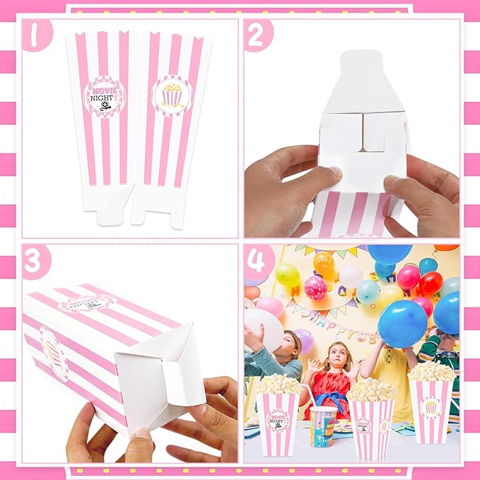 K KUMEED 20 pcs Movie Night Large Popcorn Favor Boxes 7.8 Inches