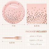 Serve 35 Guests Pink and Rose Gold Plates and Napkins Party