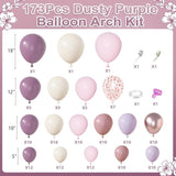 Amandir 173Pcs Dusty Purple Balloon Arch Garland Kit, Double-stuffed