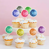 Cyodoos 30Pcs Disco Ball Party Cupcake Toppers 70s 80s Disco Birthday