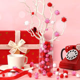 Valentine's Day Pom Poms Balls 600 Pieces Pink Red Glitter Pom Poms