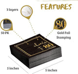 Cheers to Years Cocktail Napkins - 50 PK - 3-Ply Birthday Napkins 5x5