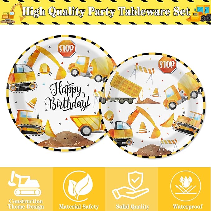 96PCS Construction Birthday Party Supplies Construction Party