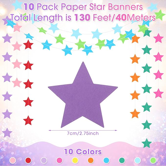 Patelai Glitter Star Garland Banner 2026 Graduation Decor 130 Feet #21