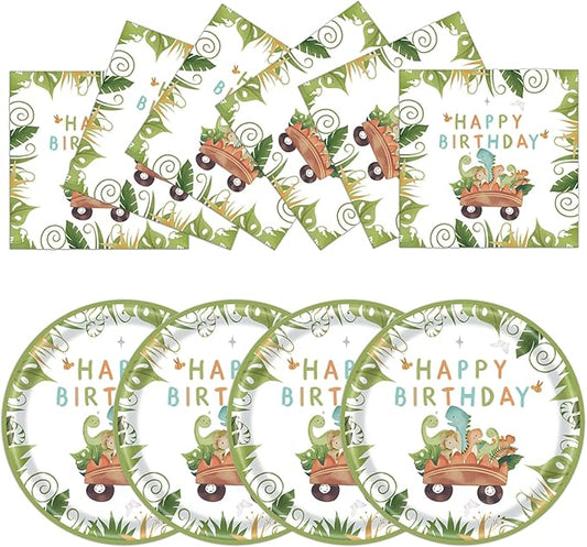 50 Pcs Dinosaur Birthday Party Paper Plates Dinosaur Theme Birthday